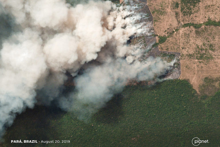  Fires burning in the state of Pará, Brazil, on Aug. 20, 2019.&nbsp;