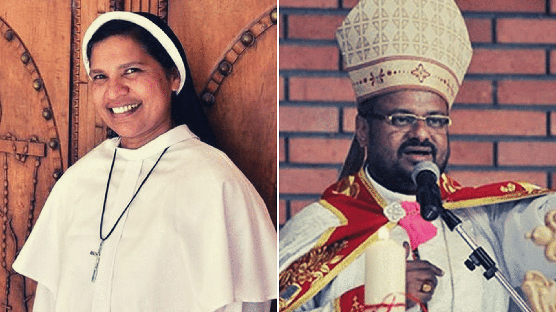 Sister Lucy (L) and Bishop Franco Mulakkal (R)