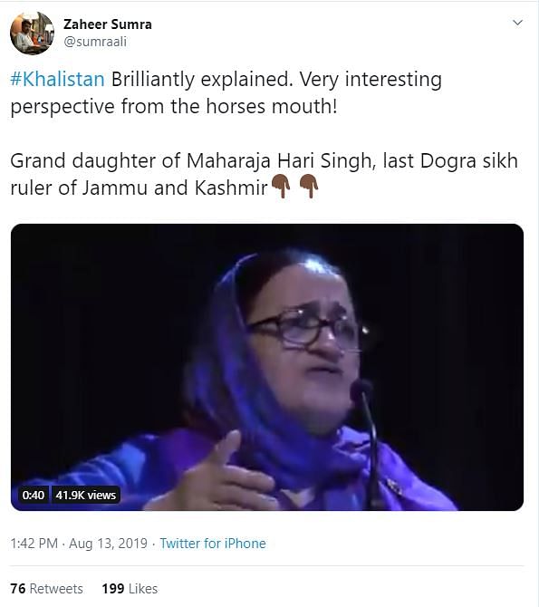 The woman in the video is Professor Hameedah Nayeem of Kashmir University and not Hari Singh’s granddaughter.