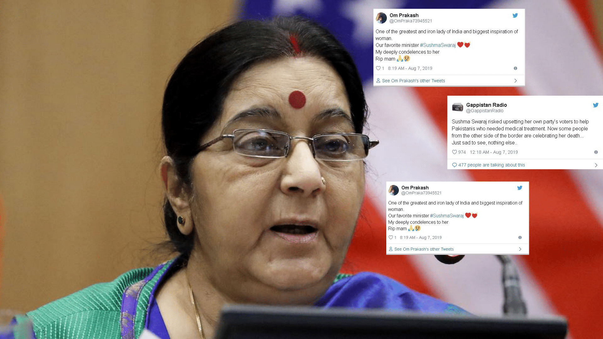 Twitter Condoles Sushma Swaraj’s Death: Former external affairs minister Sushma Swaraj passed away on Tuesday, 6 August.