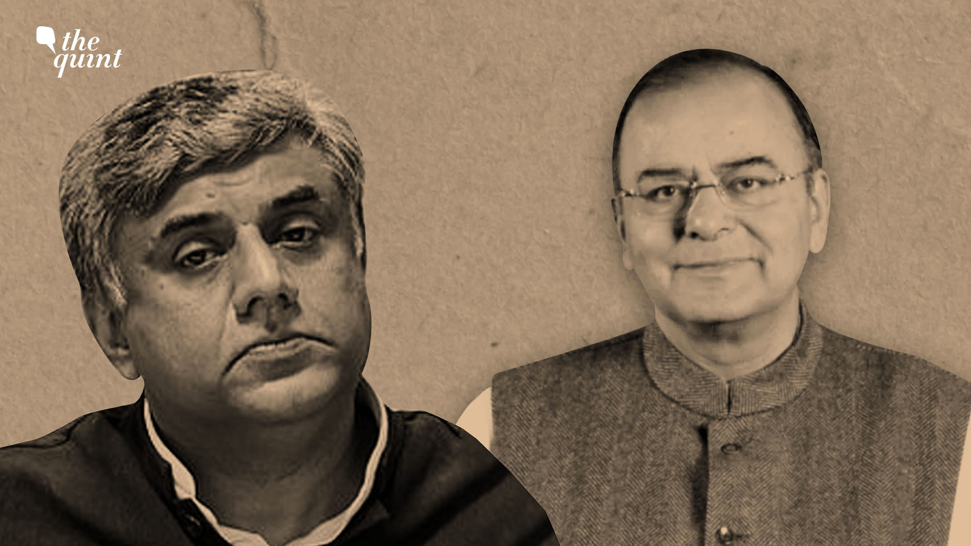 Image of MV Rajeev Gowda (L) and the late Arun Jaitley (R) used for representational purposes.