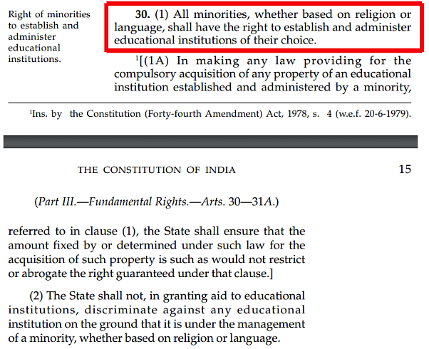 Article 30 of the Indian constitution.