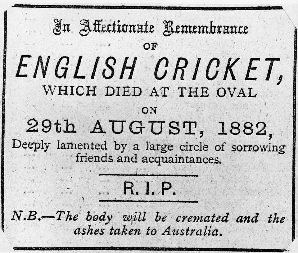 A British newspaper had carried a mock obituary in 1882 after Australia’s victory over England at The Oval.