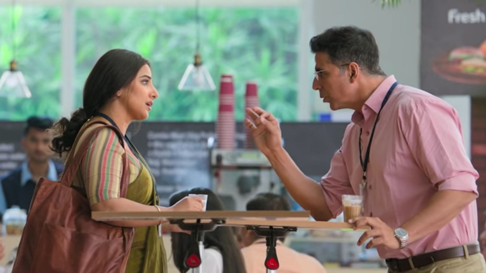 Vidya Balan and Akshay Kumar in the trailer for <i>Mission Mangal</i>.
