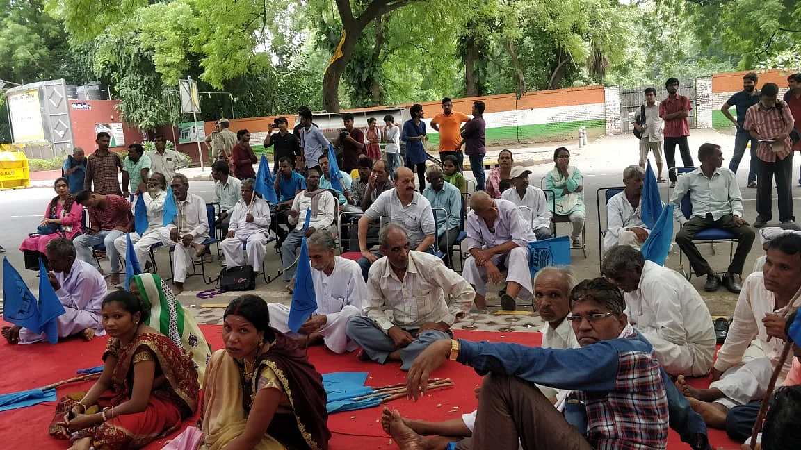 Protestors at Jantar Mantar in New Delhi.