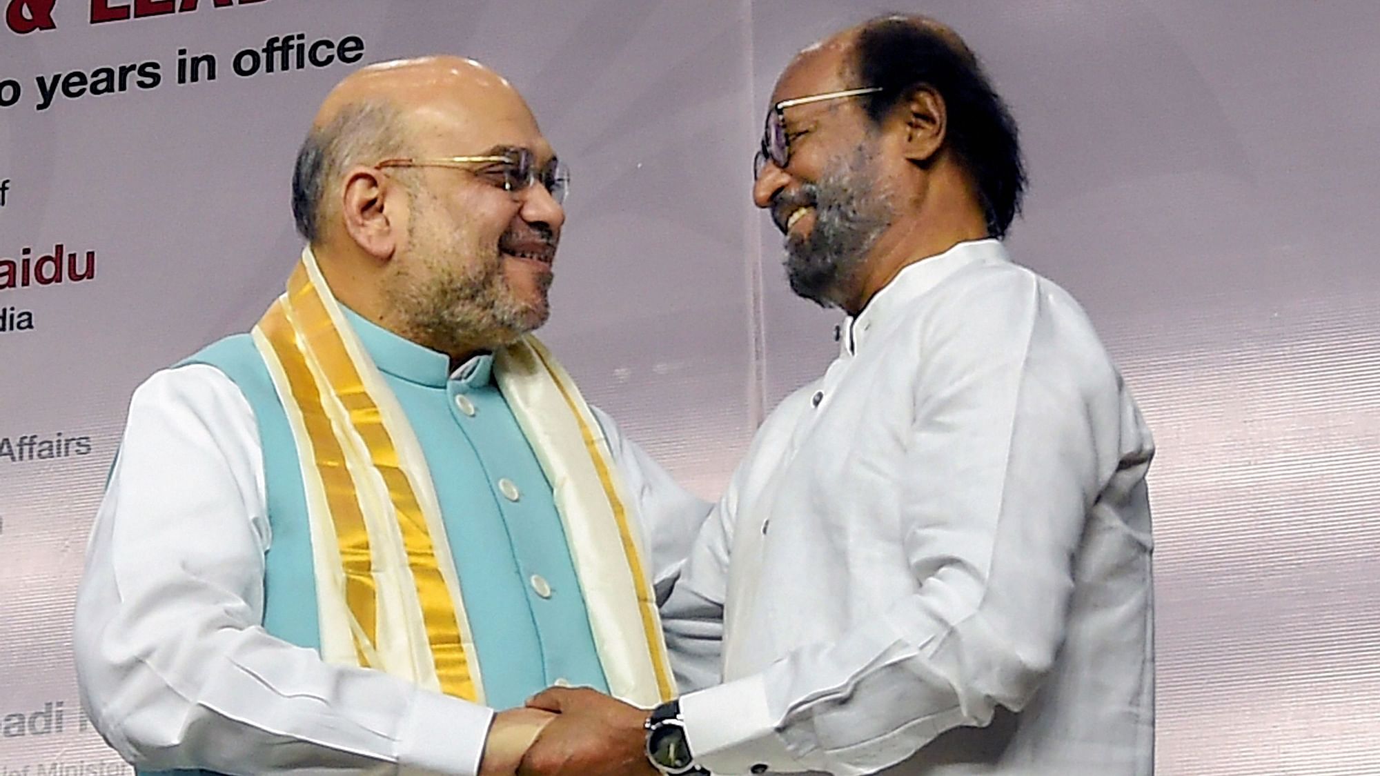 Actor Rajinikanth with Union Home Minister Amit Shah