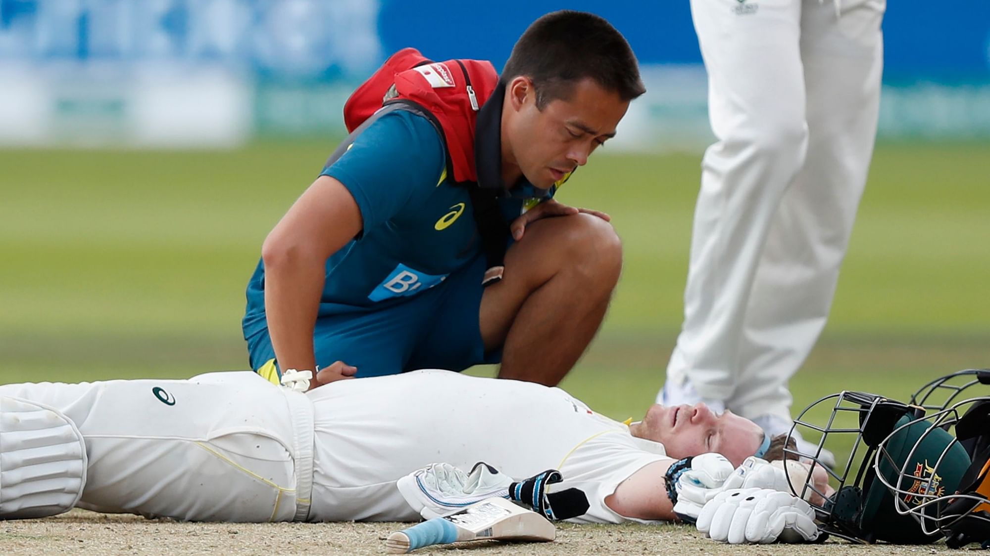 Australia batsman Steve Smith was ruled out of the remainder of the second Ashes Test with a concussion.