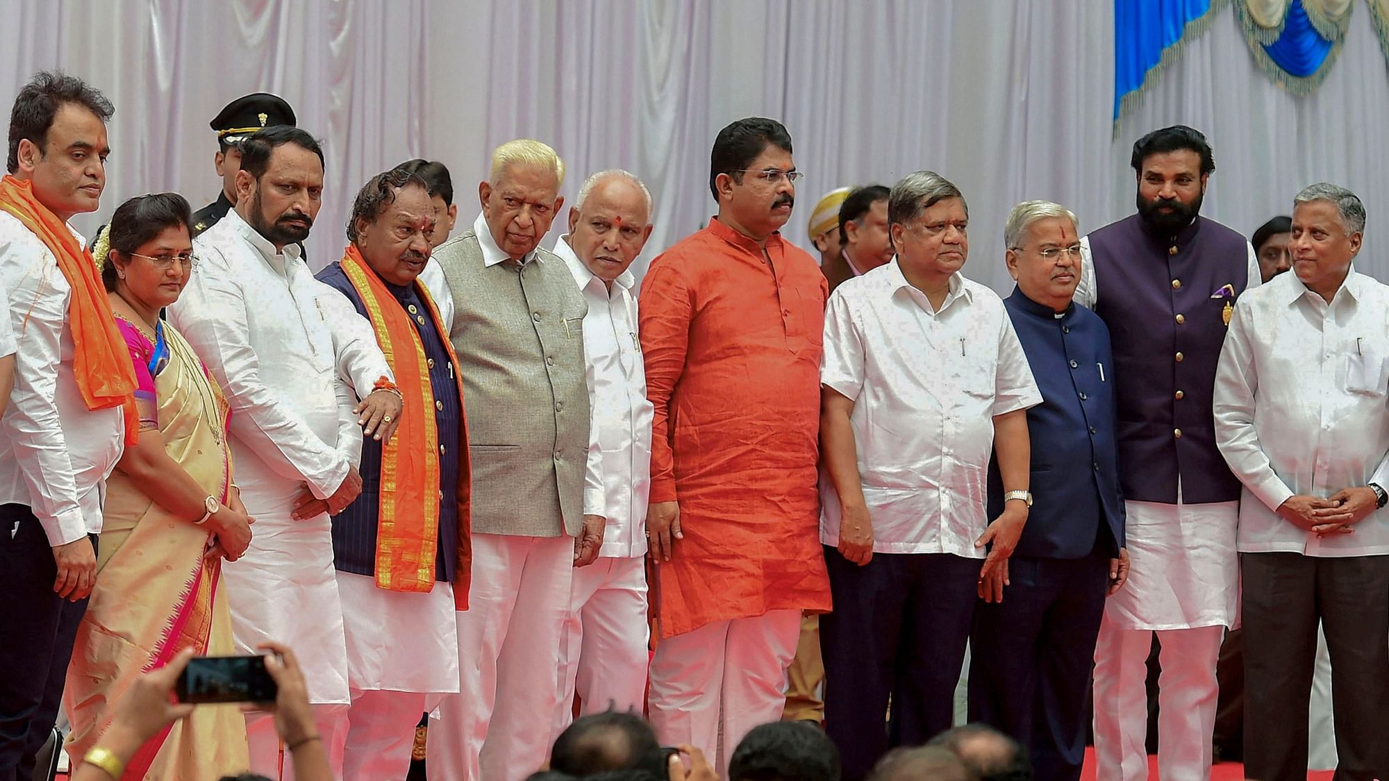 CM Yediyurappa along with some of his cabinet ministers on 20 August.