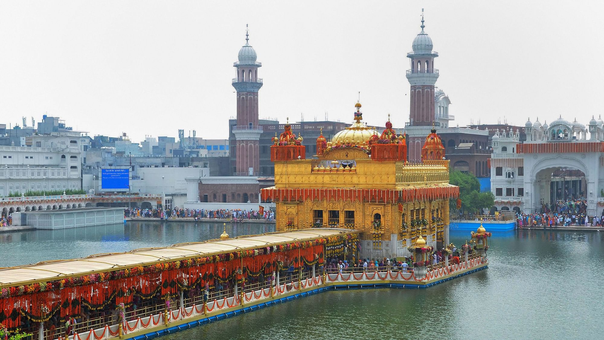 Special floral decoration is seen at the Golden Temple on the occasion of the 415th installation anniversary of Sri Guru Granth Sahib, in Amritsar.