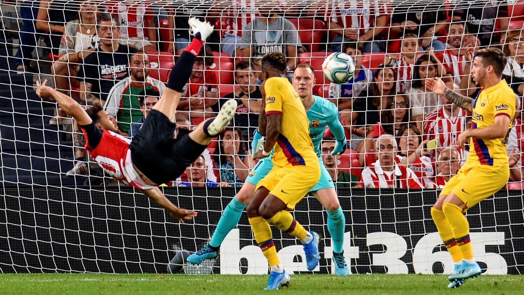 Aritz Aduriz threw himself into the air and acrobatically volleyed past Marc-Andre ter Stegen to score the winner.