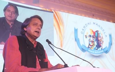 New Delhi: Congress MP Shashi Tharoor addresses at the launch of Gandhi - Mandela Peace Initiative and Scholarship, in New Delhi on July 11, 2019. (Photo: IANS)