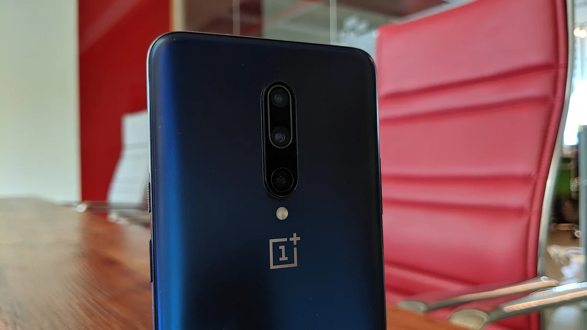 Vertical triple rear camera setup on the OnePlus 7 Pro.