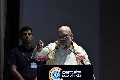 New Delhi: Union Home Minister Amit Shah addresses during a discussion seminar on