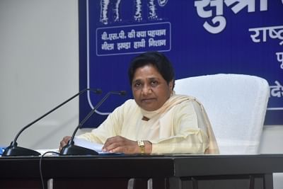 Lucknow: BSP supremo Mayawati addresses a press conference in Lucknow on April 27, 2019. (Photo: IANS)
