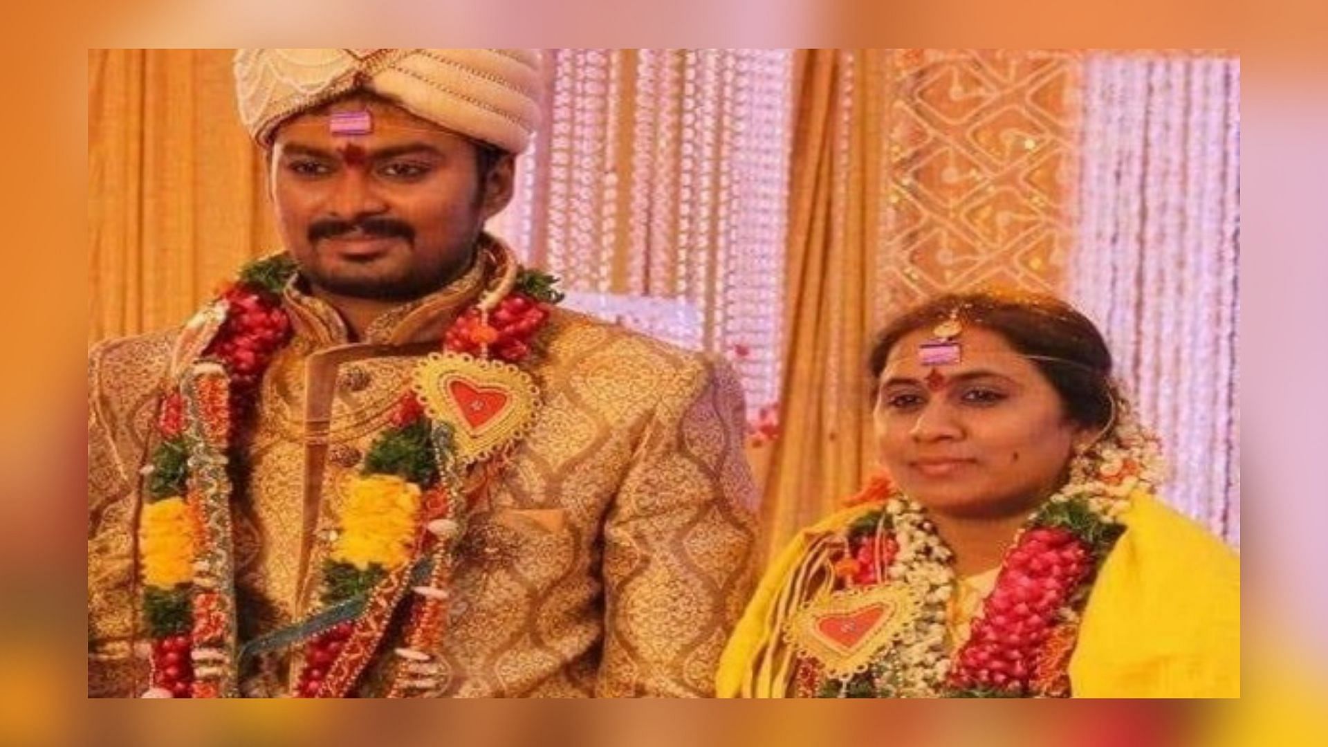 Madhu Prakash, who had a small role in <i>Baahubali</i>, and his wife Bharti.