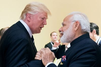 United States President Donald Trump and Prime Minister Narendra Modi at the G20 Summit in Germany in July 2017. (Photo: White House/IANS)