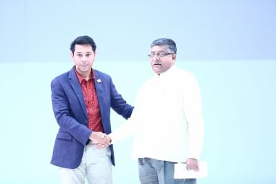 New Delhi: Caesar Sengupta, Vice-President, Next Billion Users Initiative at Google with Union Telecom and IT Minister Ravi Shankar Prasad at the launch of Google