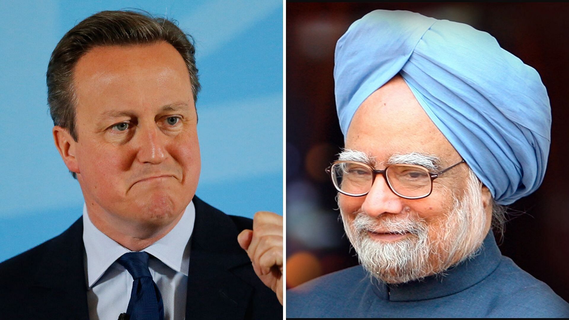 David Cameron and Manmohan Singh.