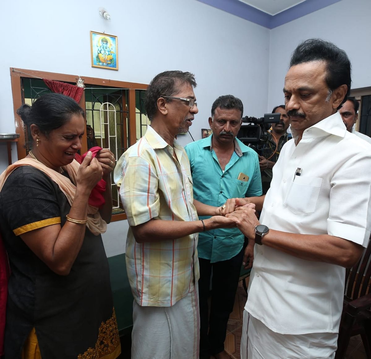 Stalin’s visit comes two day after MNM Chief Kamal Haasan met the grieving family. 