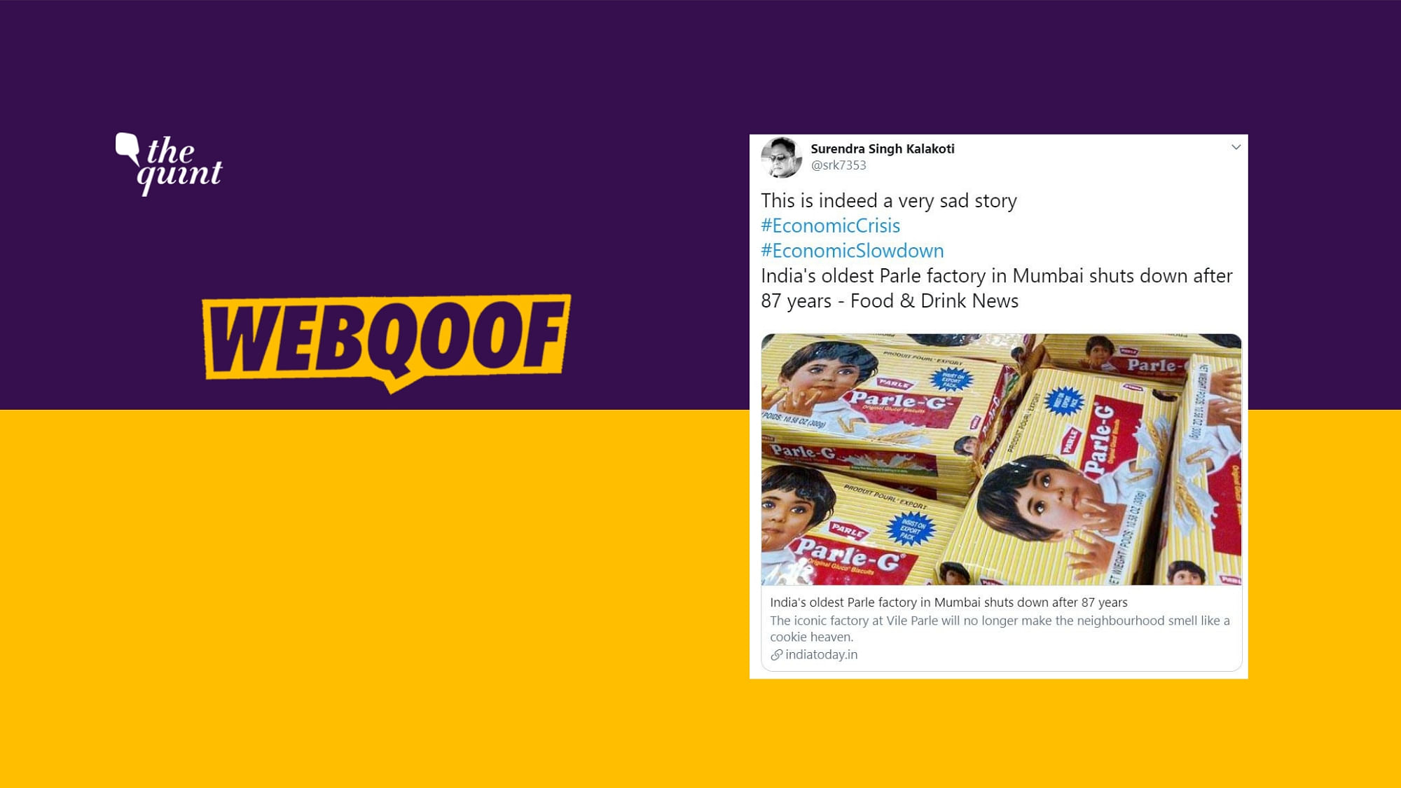A post has been widely circulating on social media with the claim that ‘India’s oldest Parle factory in Mumbai shuts down after 87 years.’