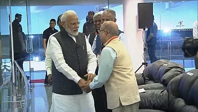 Bengaluru: Prime Minister Narendra Modi arrives at ISRO Centre to witness the landing of India