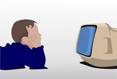 Children watching Television.