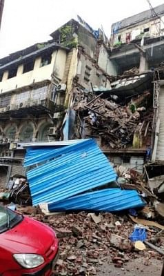 Mumbai: A building at Lohar Chawl that collapsed following heavy rains in Mumbai, on Sep 20, 2019. (Photo: IANS)