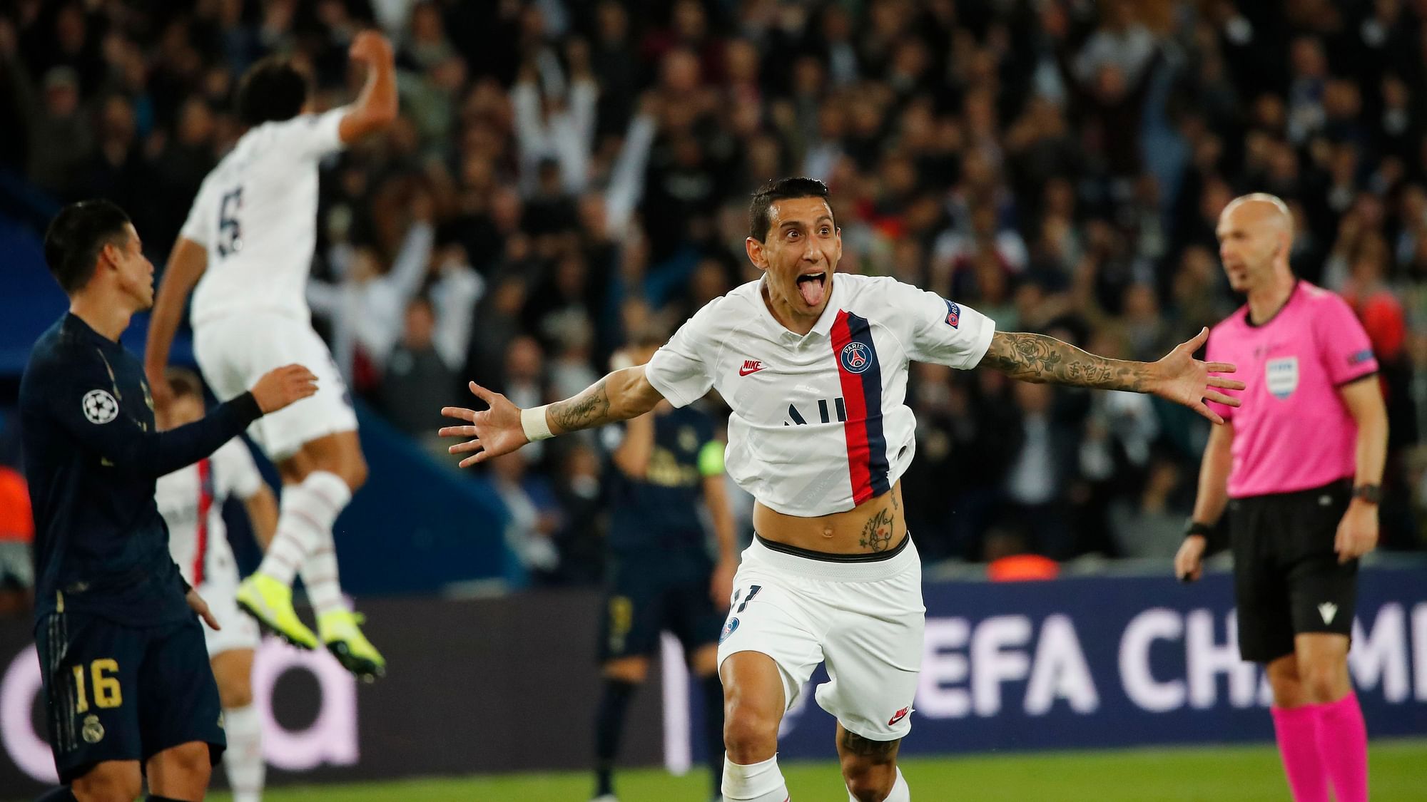 Angel Di Maria celebrates after scoring his side’s second goal