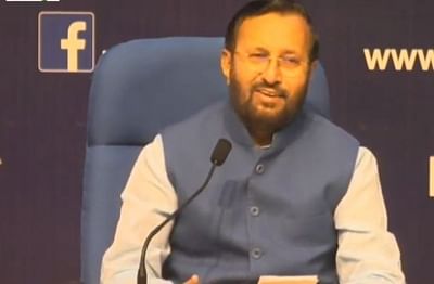 New Delhi: Union Environment, Forest and Climate Change and Information and Broadcasting Minister Prakash Javadekar addresses during a Cabinet Briefing, in New Delhi on Sep 18, 2019. (Photo: IANS/PIB)