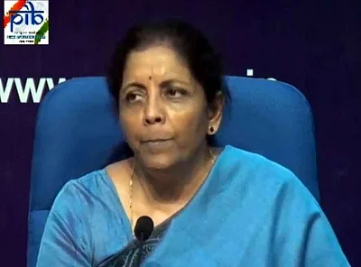New Delhi: Union Finance and Corporate Affairs Minister Nirmala Sitharaman addresses a press conference at National Media Centre in New Delhi, on Sep 14, 2019. (Photo: IANS/PIB)