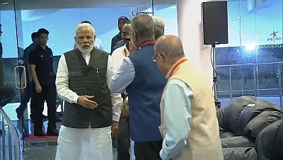 Bengaluru: Prime Minister Narendra Modi arrives at ISRO Centre to witness the landing of India