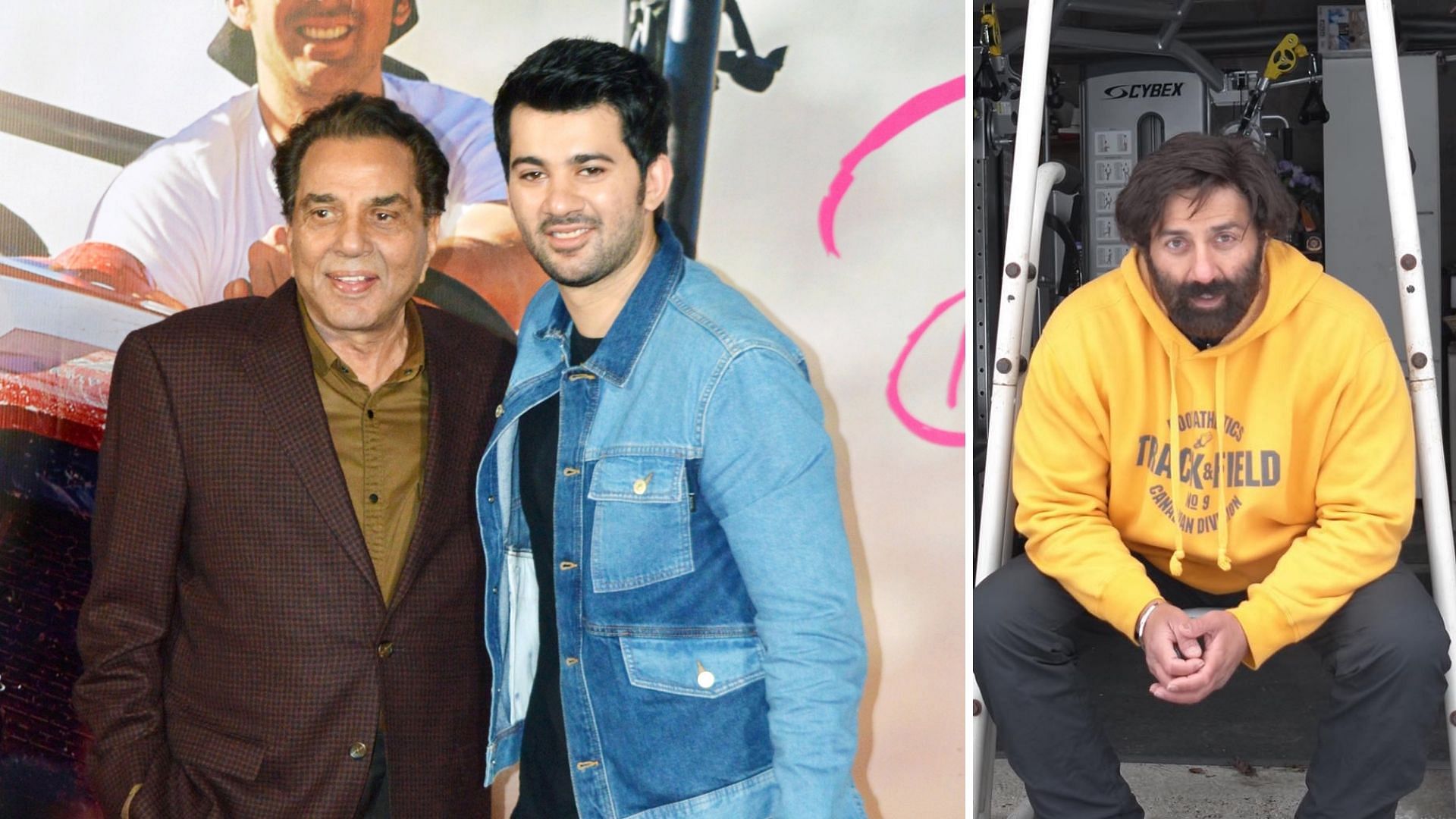 Dharmendra and Karan Deol at the trailer launch.