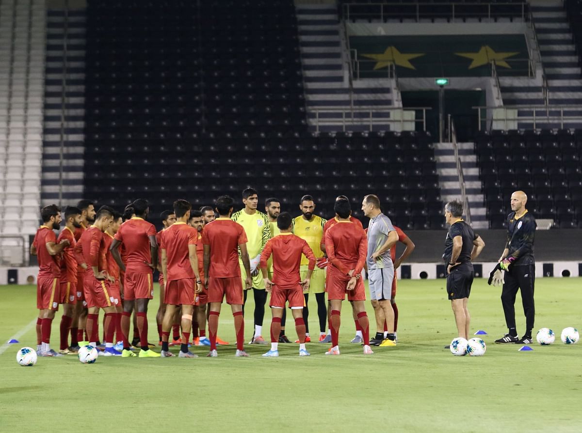 The Indian men’s football team play Qatar in a World Cup qualifying match on Tuesday night.