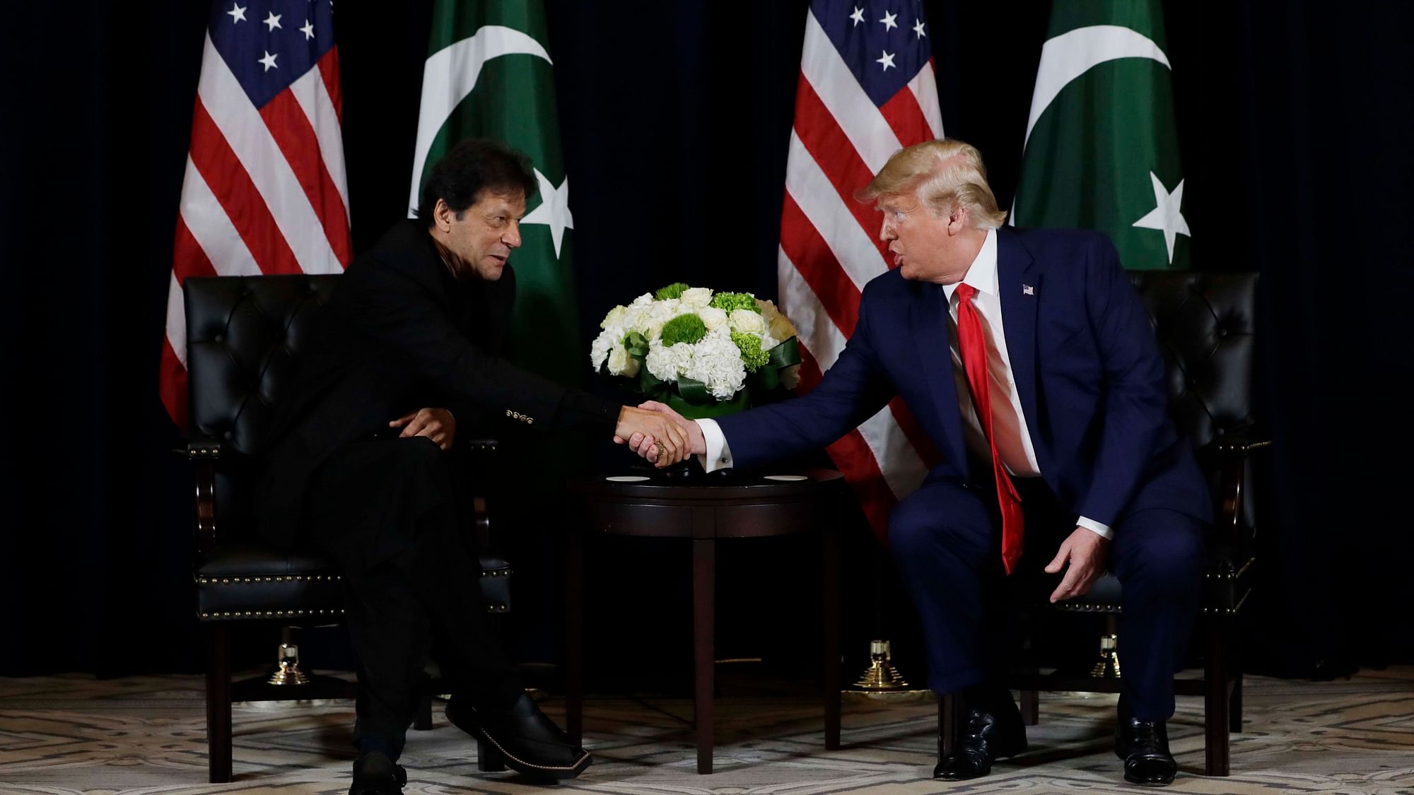 Pakistan PM Imran Khan with US President Donald Trump.&nbsp;