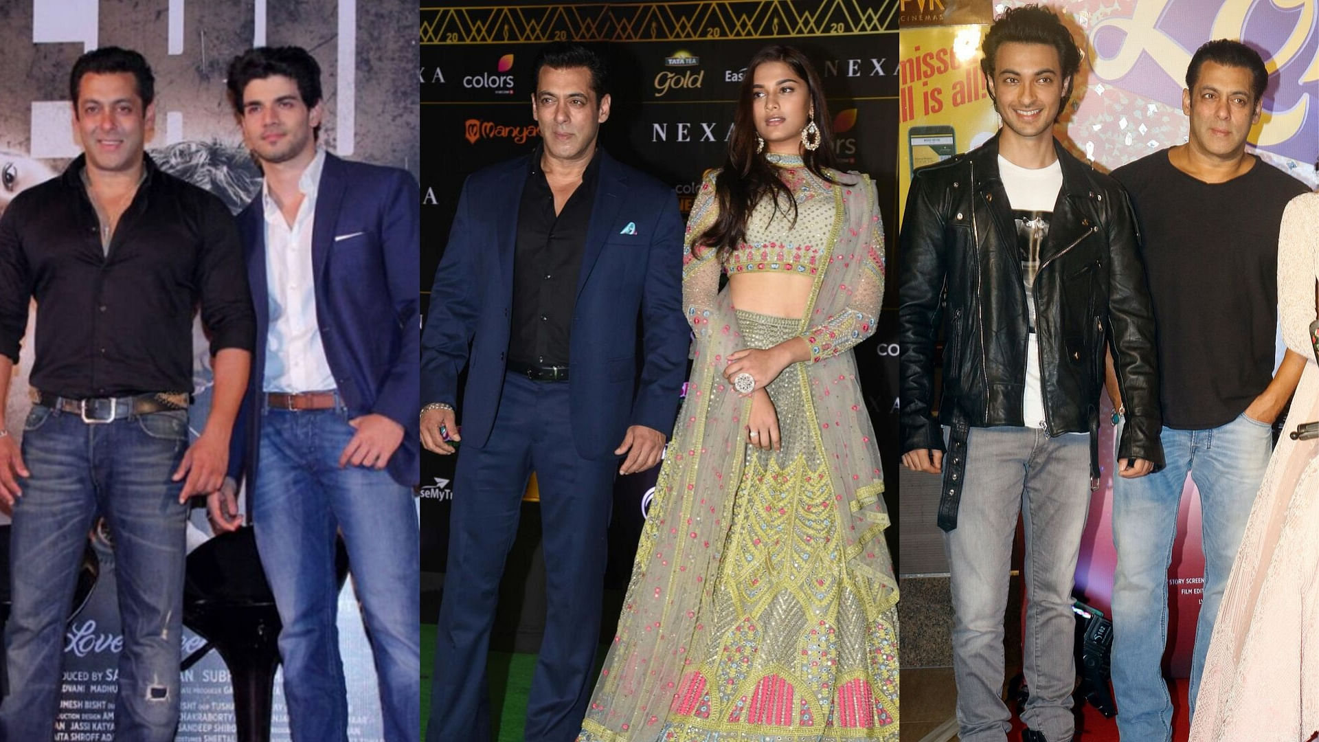 Salman Khan with Sooraj Pancholi, Aayush Sharma and Saiee Manjrekar.
