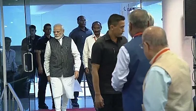 Bengaluru: Prime Minister Narendra Modi arrives at ISRO Centre to witness the landing of India