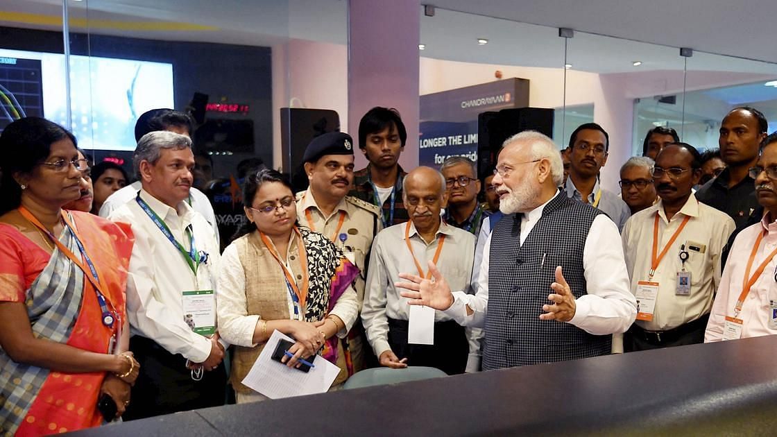 PM Modi interacting with ISRO scientists&nbsp;