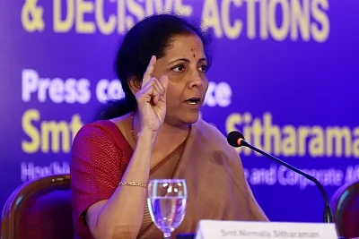 Chennai: Union Finance and Corporate Affairs Minister Nirmala Sitharaman addresses a press conference on completion of 100 Days of Government, in Chennai on Sep 10, 2019. (Photo: IANS)