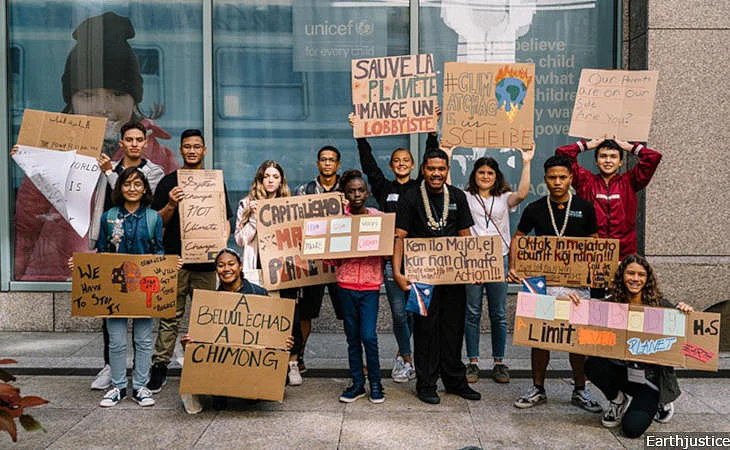 The 16 petitioners are between the ages of eight and 17 and hail from Argentina, Brazil, France, Germany, India, Palau, Marshall Islands, Nigeria, South Africa, Sweden, Tunisia and the United States. India’s Ridhima Pandey is on the extreme left.<em></em>