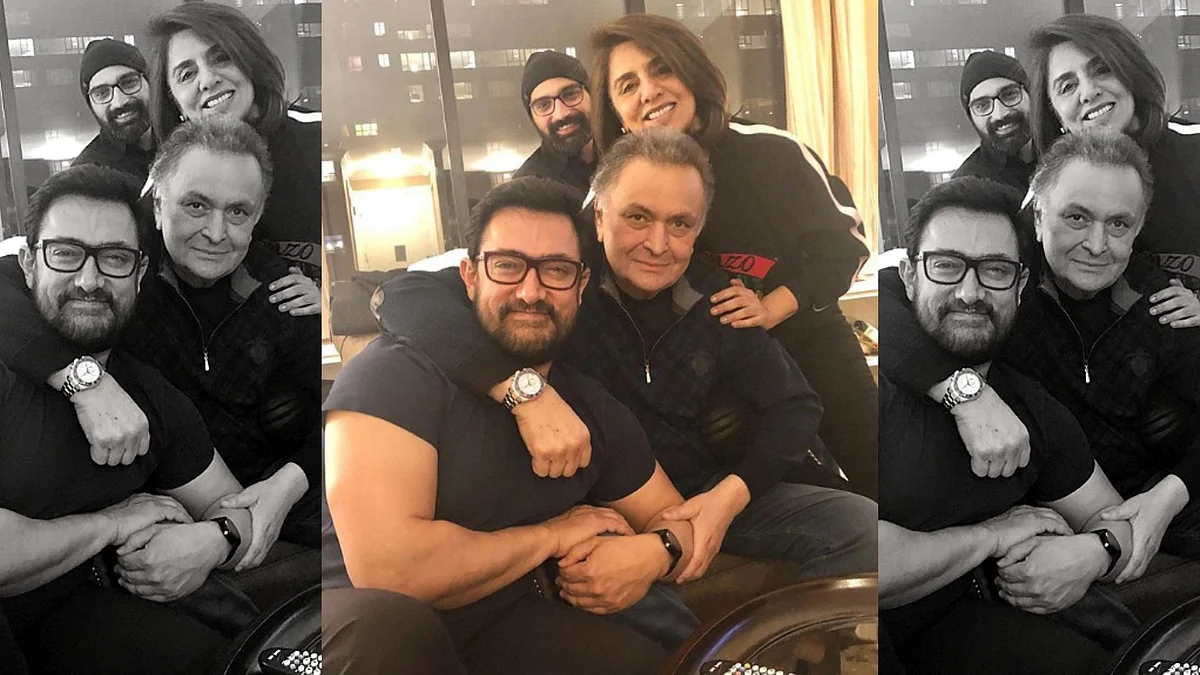 Rishi Kapoor and Neetu Kapoor Singh with Aamir Khan in New York.
