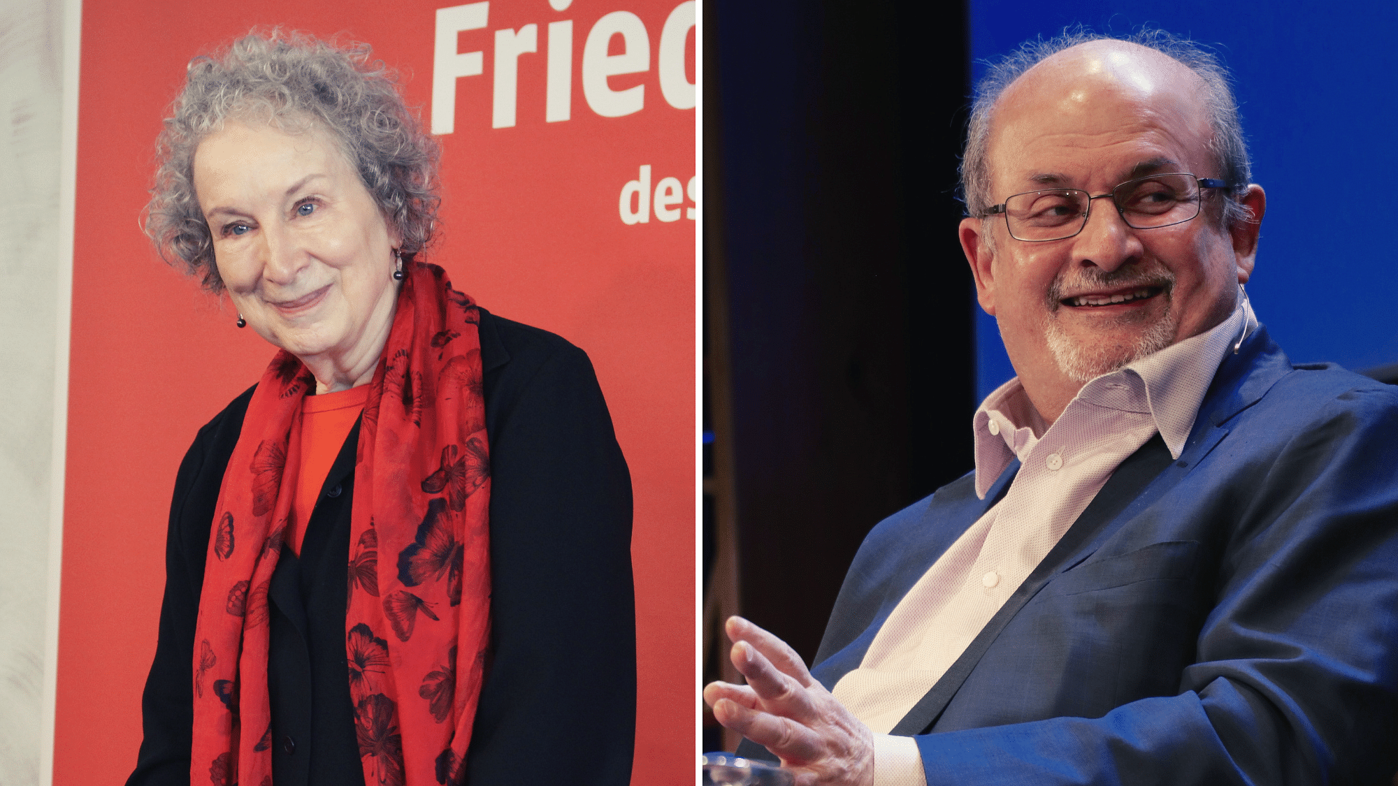 Margaret Atwood (L) and Salman Rushdie (R)