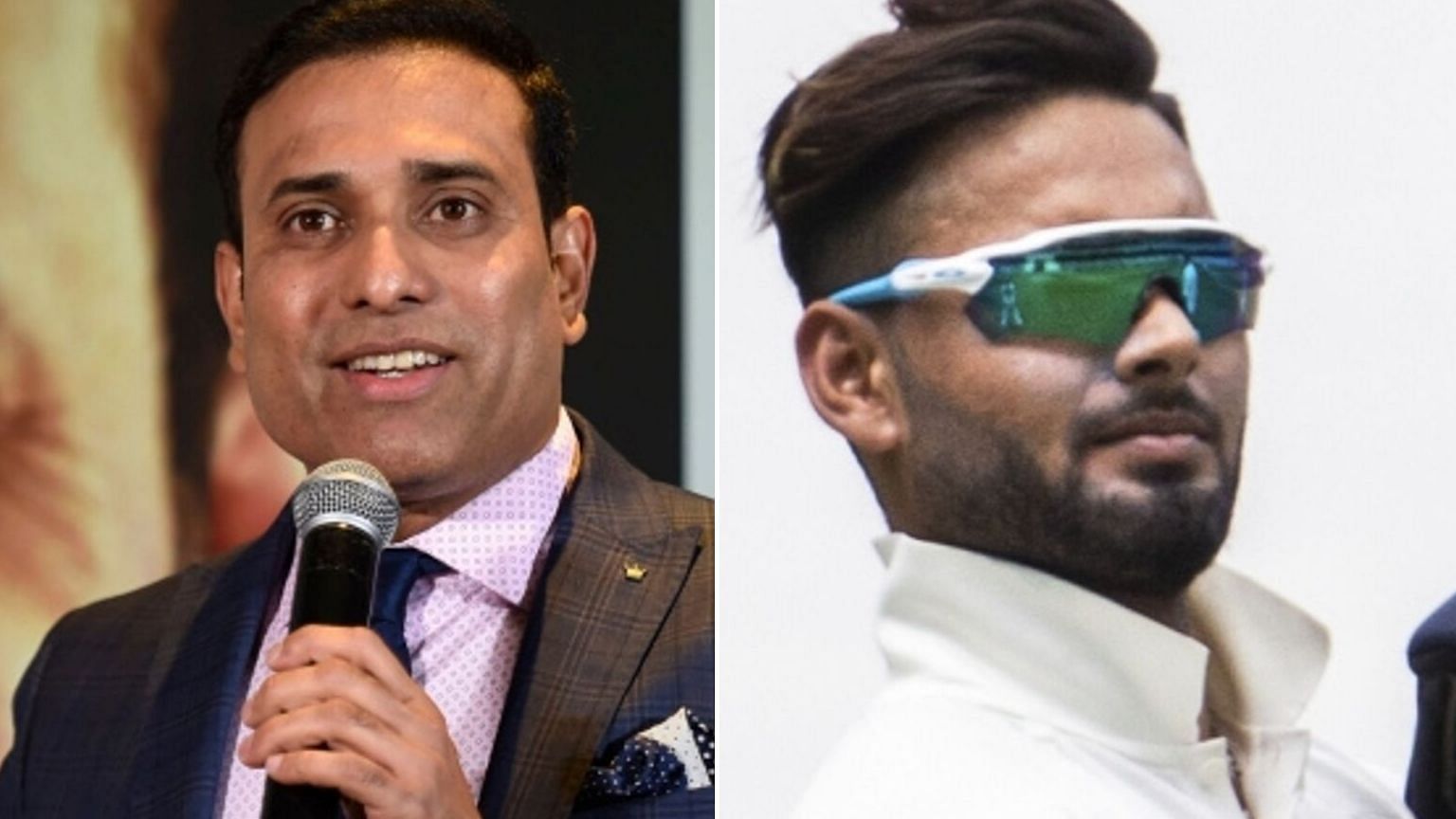 File picture of VVS Laxman (left) and Rishabh Pant (right).&nbsp;