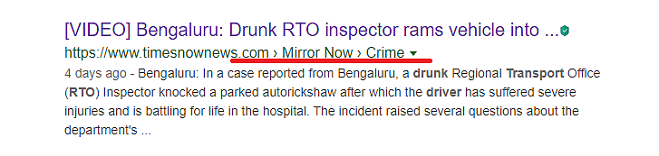Mirror Now reported a drunk RTO inspector knocked down a parked auto rickshaw.