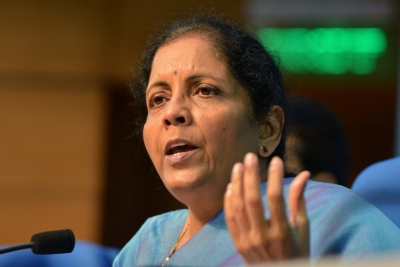 New Delhi: Union Finance and Corporate Affairs Minister Nirmala Sitharaman addresses a press conference in New Delhi on Sep 14, 2019. (Photo: IANS)