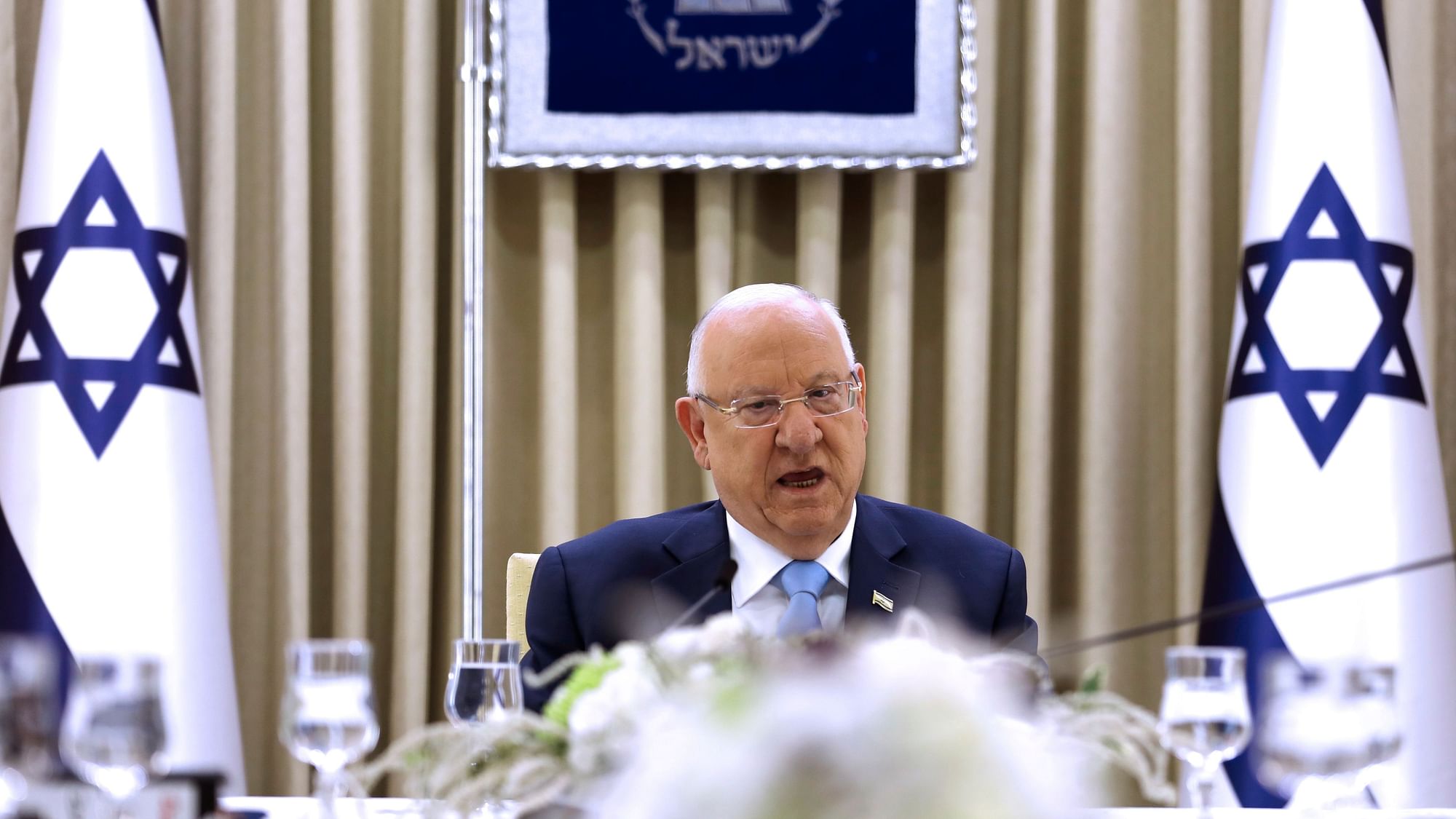 Israel President Reuven Rivlin during a consultation meeting with members of the Likud party, in Jerusalem.