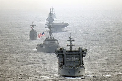The United States Senates wants the government to increase cooperation with India in multilateral frameworks. Indian Navy destroyer INS Kolkata and tanker INS Shakti, transits the international waters in the South China Sea along with along with US Navy guided-missile destroyer USS William P. Lawrence, Japan Maritime Self-Defense Force helicopter-carrier JS Izumo DDH 183 and destroyer JS Murasame, and Philippine Navy patrol ship BRP Andres Bonifacio on May 7, 2019. (Photo: JMSDF/IANS)