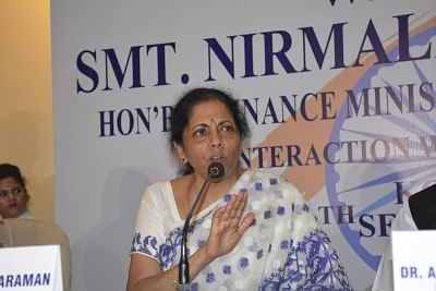Kolkata: Union Finance Minister Nirmala Sitharaman during press conference in Kolkata on Sep 6, 2019. (Photo: IANS)