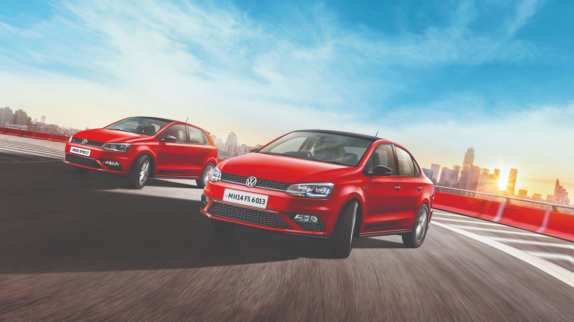 The updated Volkswagen Polo (left) and the Vento (right)