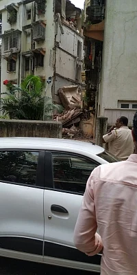 Mumbai: A portion of a five-storey building collapsed at Khar in Mumbai on Sep 24, 2019. (Photo: IANS)