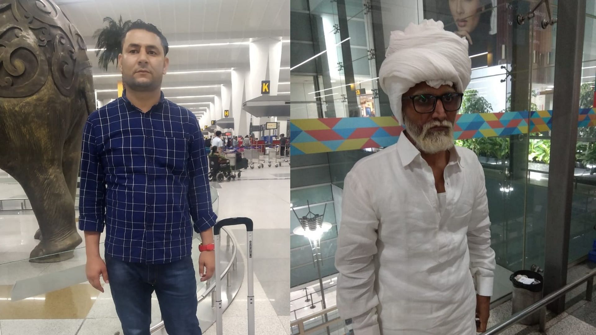 From left to right, 32 year old man who impersonated a 81 year old man at Delhi’s IGI Airport.&nbsp;